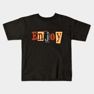 Enjoy Cutout Newspaper Style Kids T-Shirt